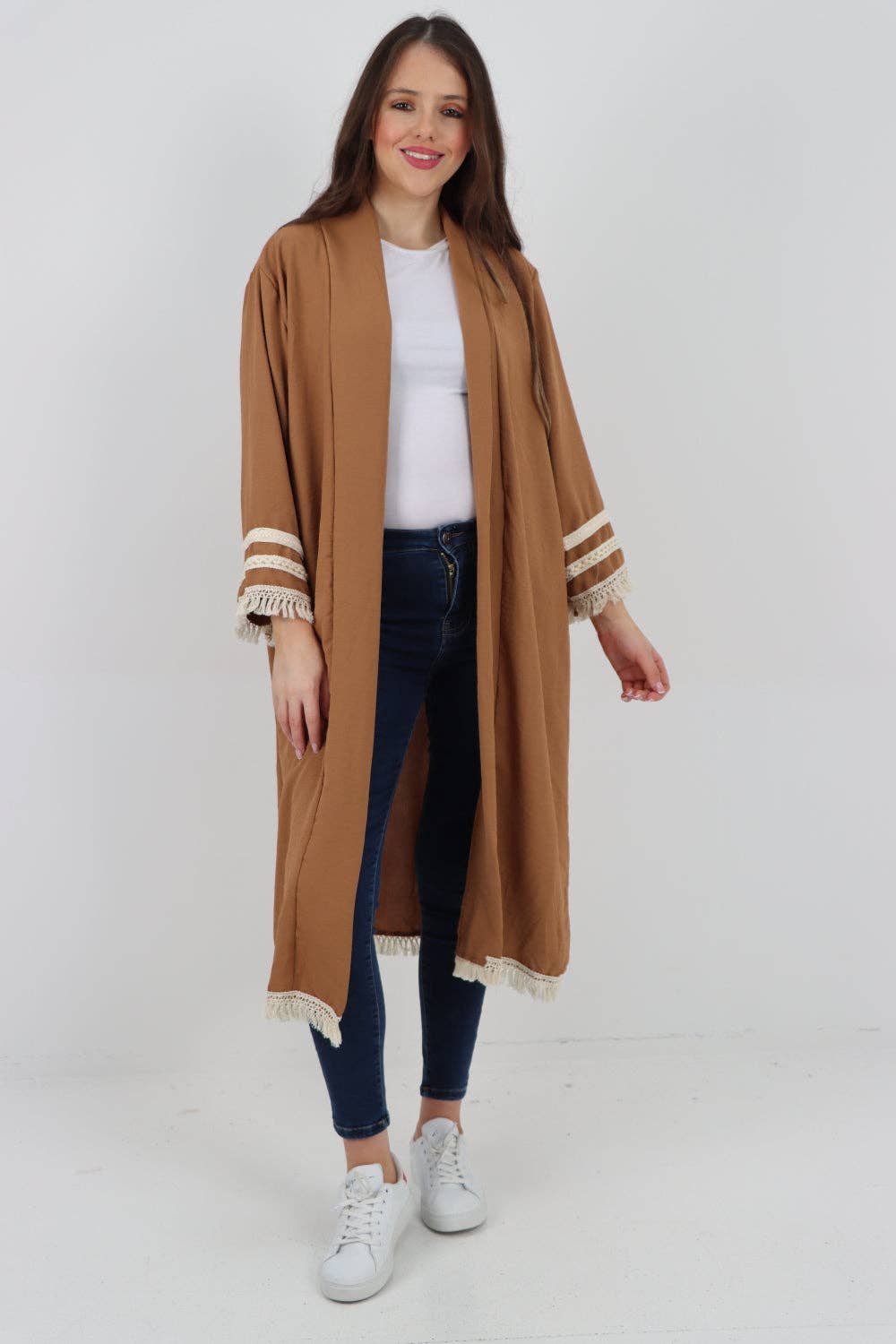 Miss Bold - Vente Cardigan – femme - Cardigan long à manches longues avec franges, ouverture devant, Made in Italy8