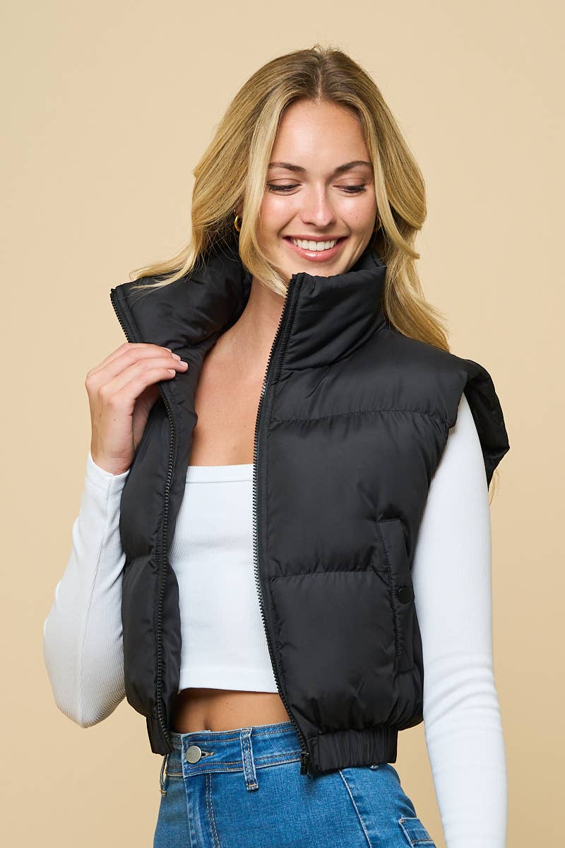 ANWND - Wholesale Jas - Dames - 2458 - Gewatteerd heupvest met hoge kraag3