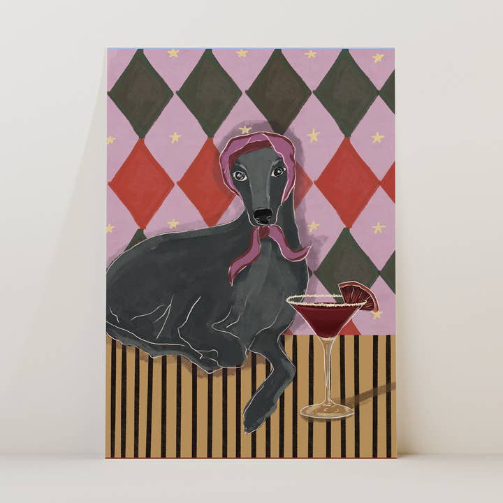Impressão de Cão Cinzento Galgo Italiano por atacado de Illustrated by Weezy