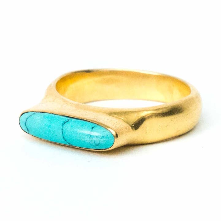 Mystisk turkosring, sterlingsilver 22k guldpläterad för wholesale av Né Nepal