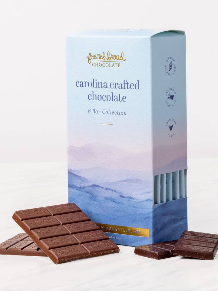 Carolina Crafted Chocolate 6 Bar Collection - 60g for wholesale by French Broad Chocolate