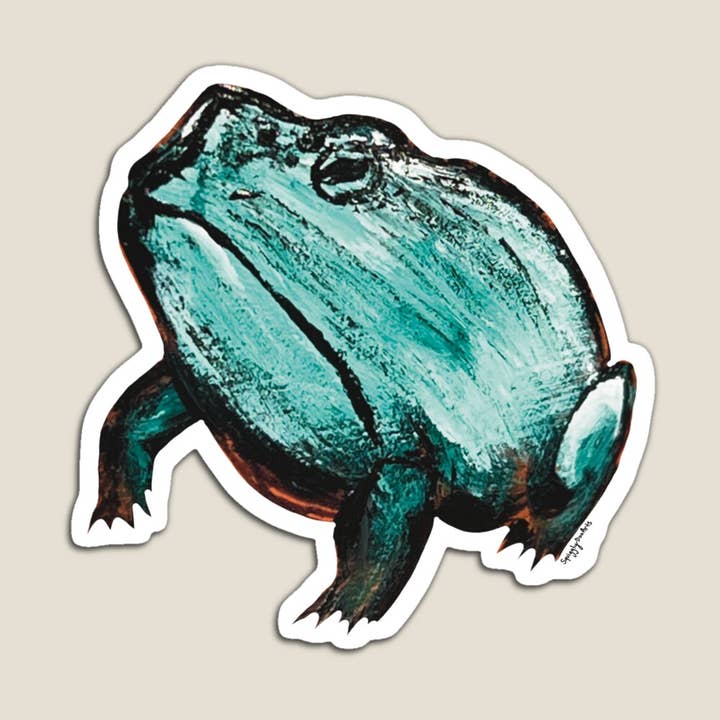 Grumpy Toad Funny Toad Vinyl Sticker for wholesale by SquigglyDoo Arts