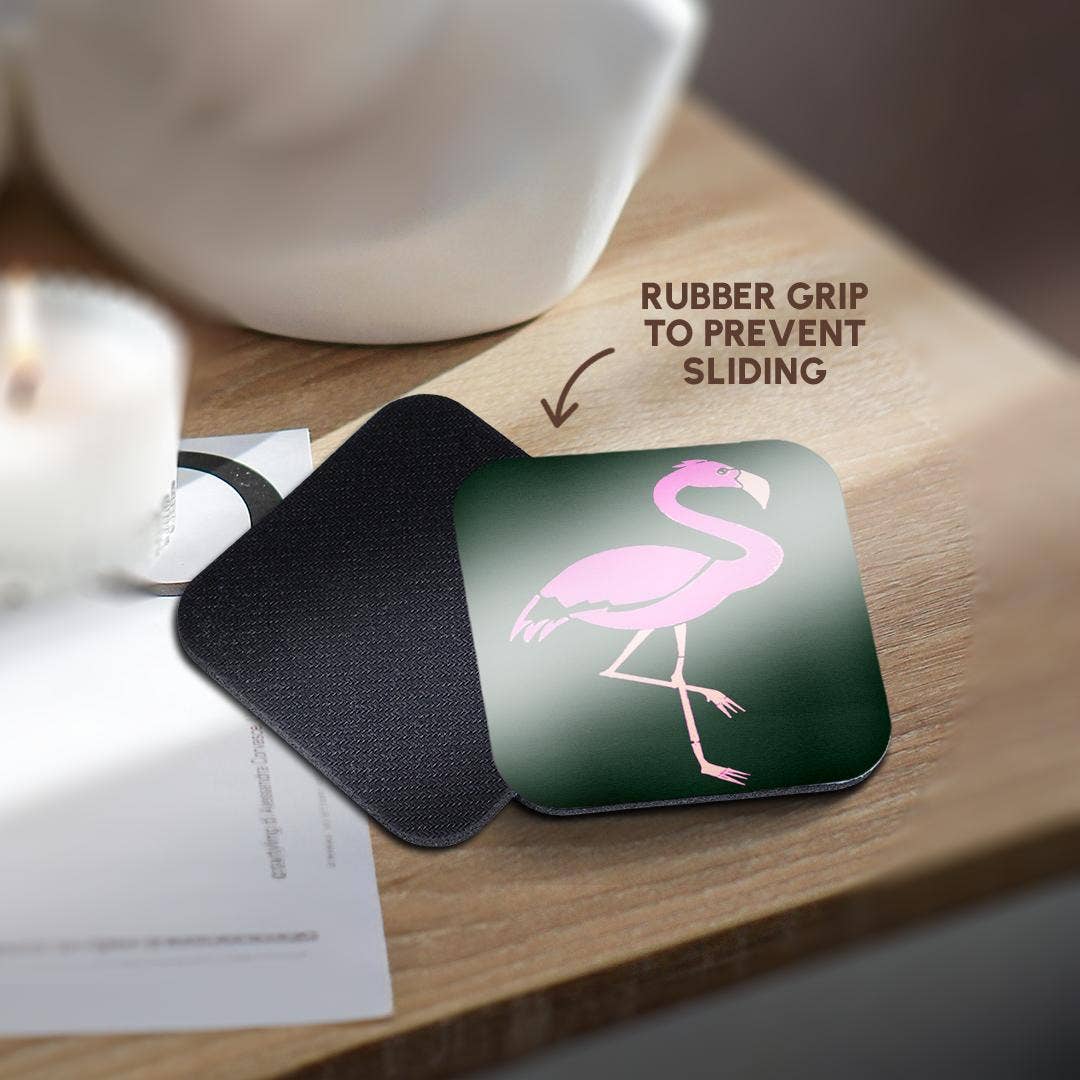 3dRose – Großhandel Untersetzer – 3dRose, Hellrosa Flamingo auf schwarzem Hintergrund, Untersetzer10