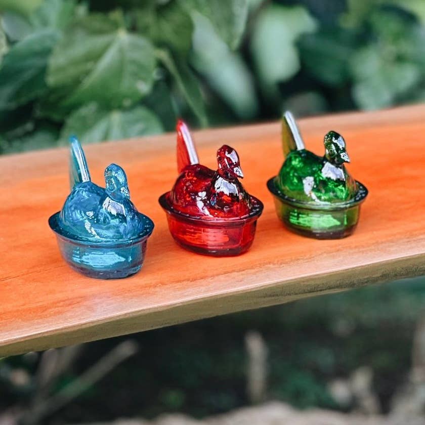 Kitchen One - Wholesale Decorative Plate/Dish/Bowl - Nesting Hen Bowl - TURQUOISE | Hand Blown Glass9