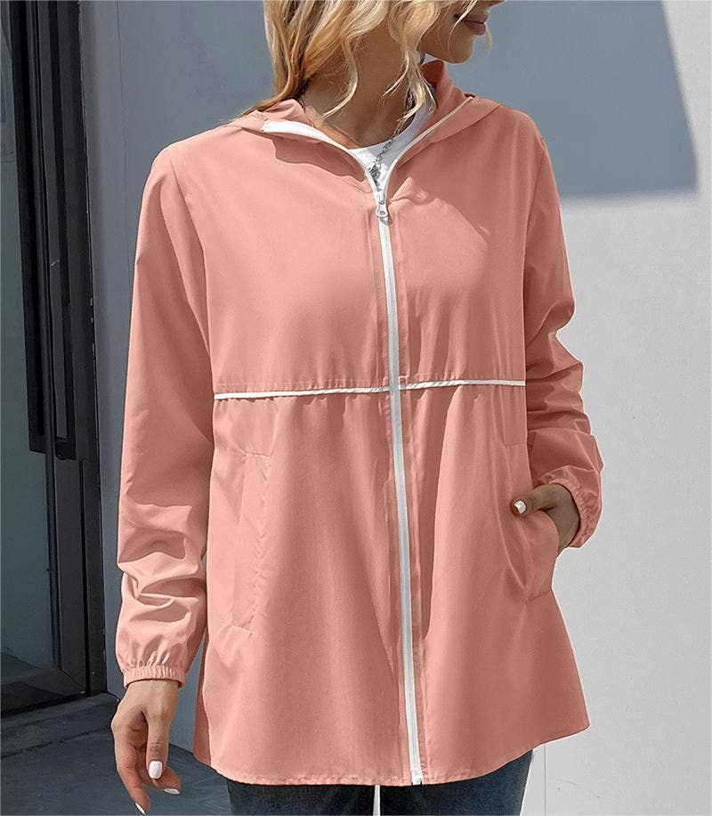 HIDDENBRAND - Wholesale Jacket - Women's - Zippered hooded jacket lightweight outdoor waterproof jacket11