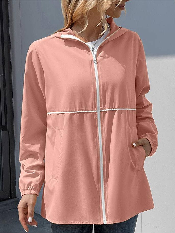 HIDDENBRAND - Wholesale Jacket - Women's - Zippered hooded jacket lightweight outdoor waterproof jacket11