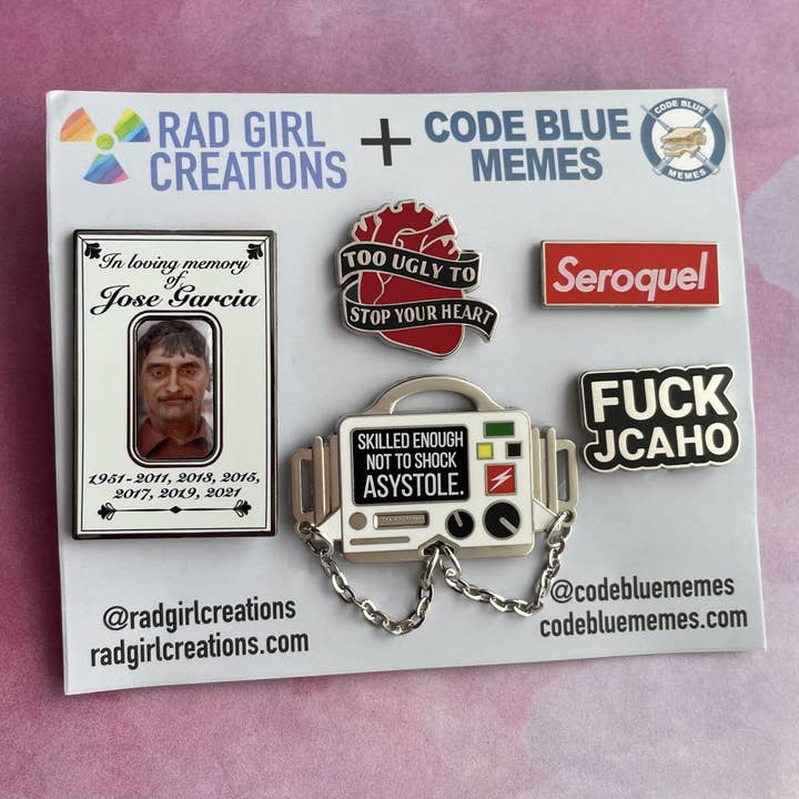 Code Blue Memes Pin Pack for wholesale by Rad Girl Creations