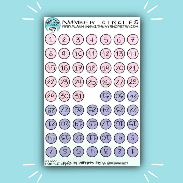 Number Circles for wholesale by Planning With Kay