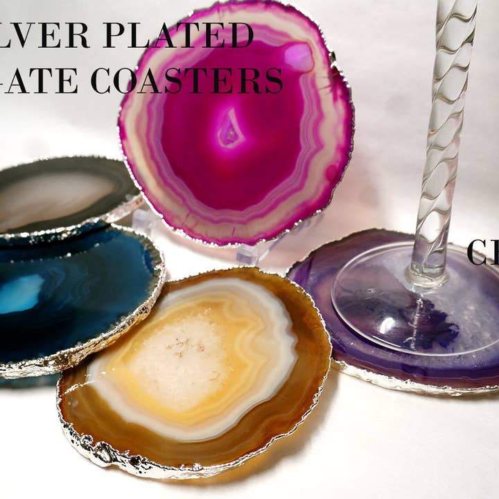 Crystal River Gems LLC - Wholesale Spiritual stone/crystal - QTY 1 - Green Sliver Plated Agate Slice / #3 / 3-4"