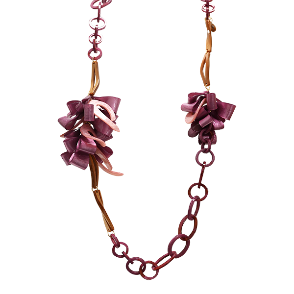 AMORINO SRL - Wholesale Beaded/Pearl Necklace - LONG RESIN NECKLACE WITH RINGS AND CHARMS - FT24184A4816