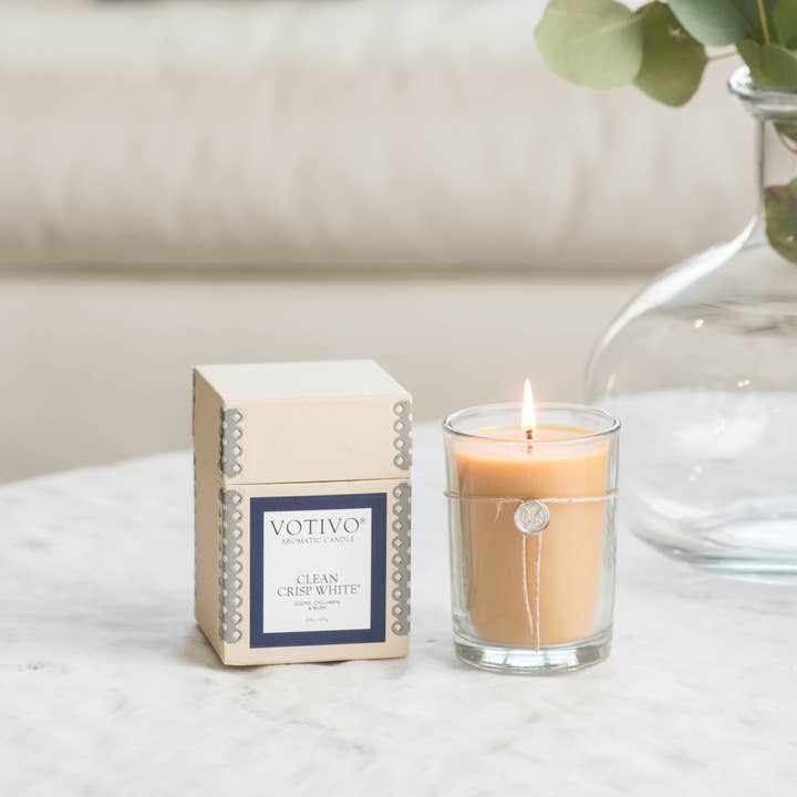 Votivo - Wholesale Jar/Filled Candle - Clean Crisp White 6.8 oz Aromatic Candle1