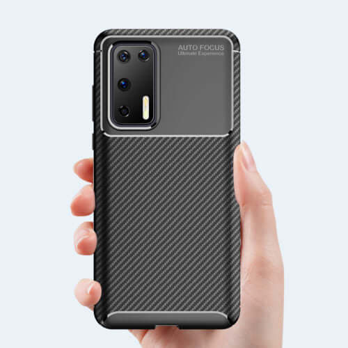 Carbon Fibre TPU Black Case - For Huawei P40 for wholesale by Mos Accessories