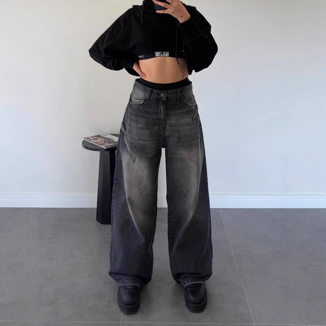 Marayn – wholesale Jeans – Women’s – Retro Street Style Gradient Distressed Denim Jeans12