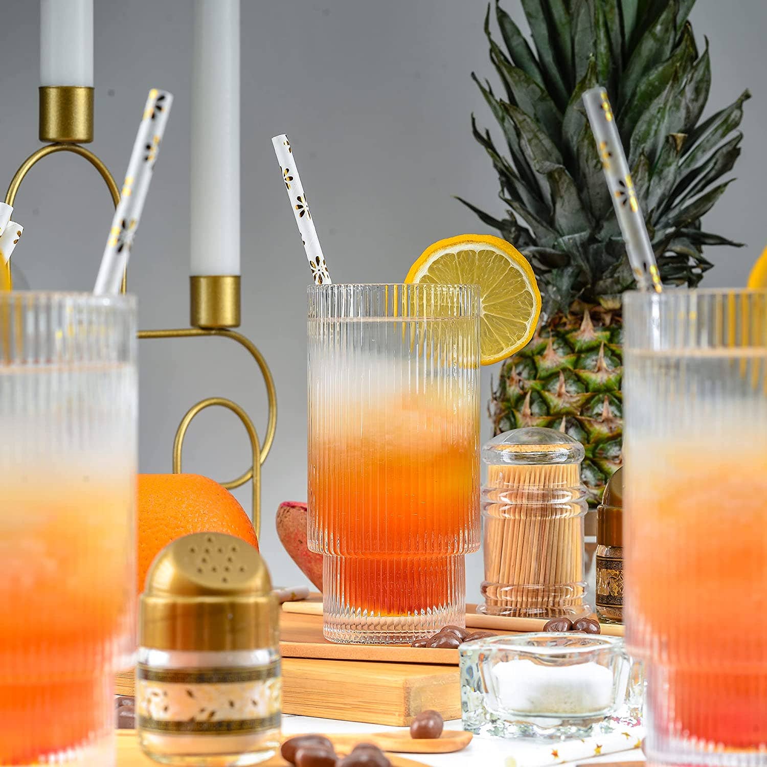 Greenline Goods - Wholesale Drinking Glass/Cup - Ripple Drinking Glasses (Set of 4)5