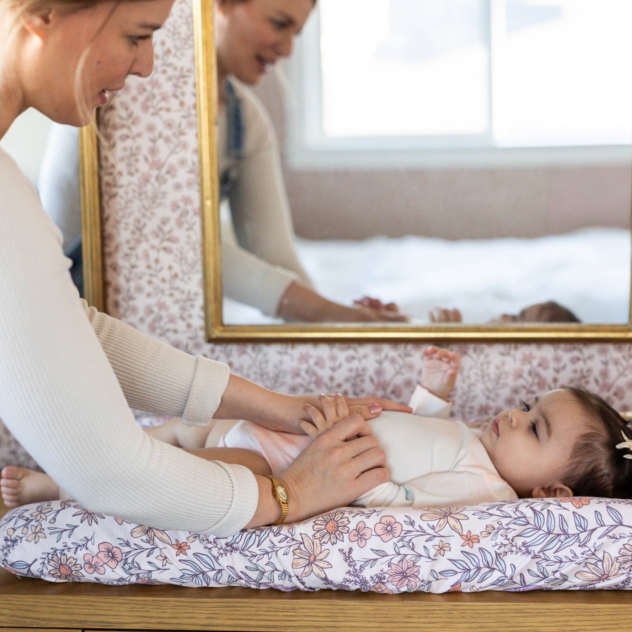 Copper Pearl - Wholesale Changing Mat/Pad Cover - Baby - Premium Knit Diaper Changing Pad Cover - Flora4