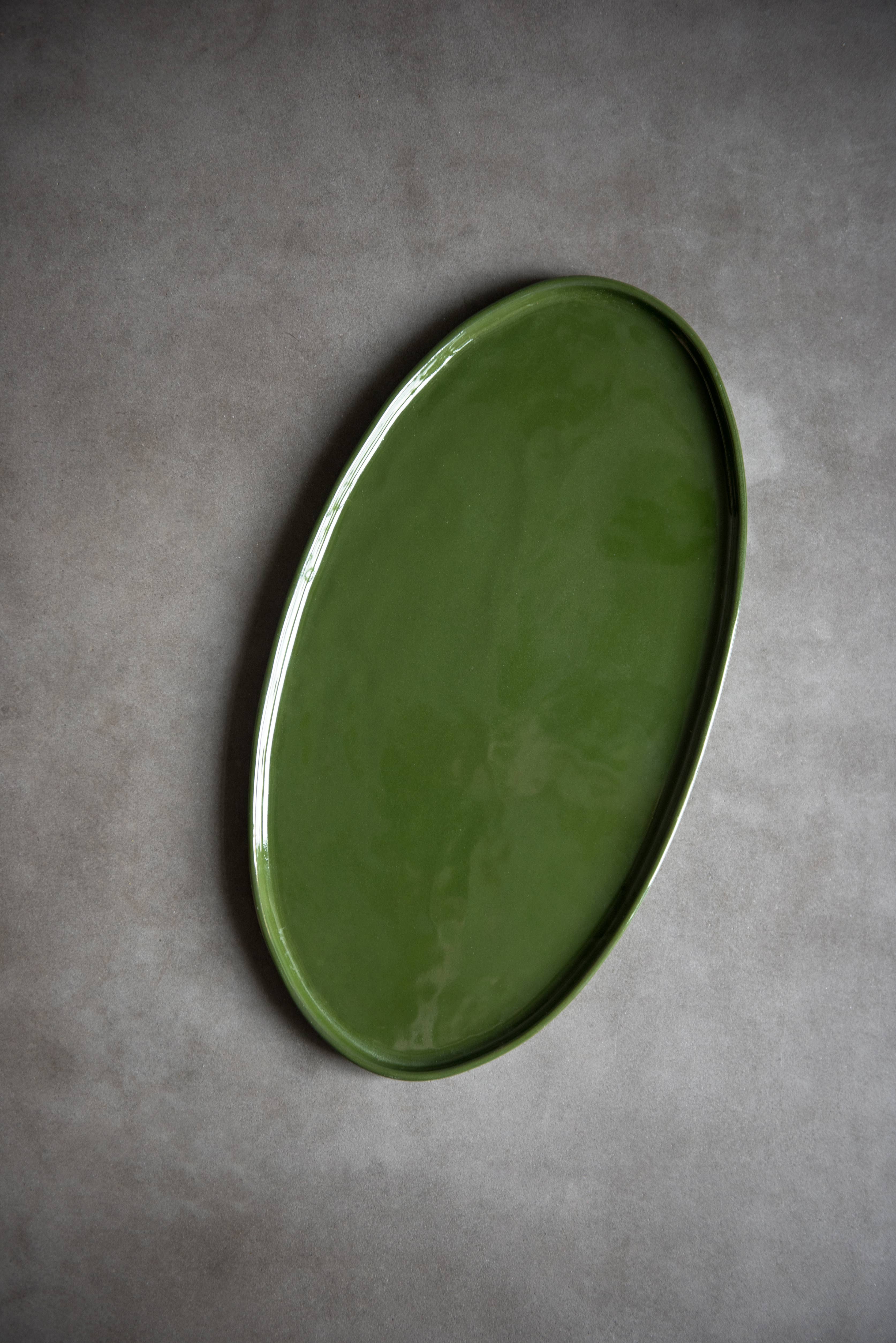 Creating Comfort Lab - Wholesale Platter - Handmade Oval Porcelain Serving Platter. Green0