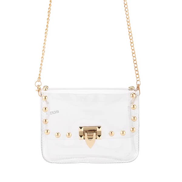 Gold Ladies Clear See Thru Crossbody Handbag for wholesale on Faire