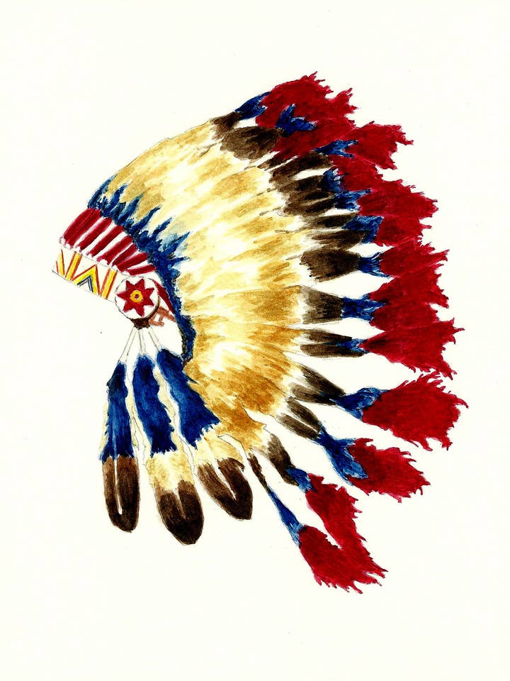 Tarjeta de felicitación con tocado de nativo americano Cherokee para venta al por mayor de Michael Vigliotti