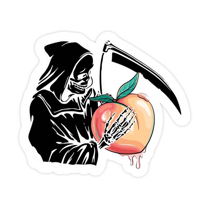Death By Peach Meme Sticker for wholesale by Sticker Bull