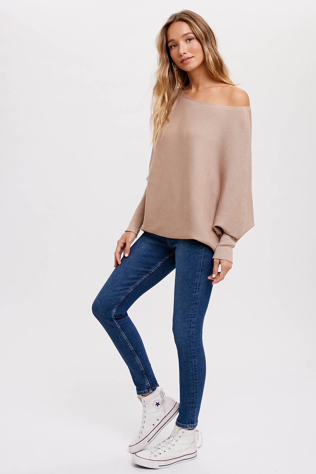 Bluivy - Wholesale Knit Sweater - Women's - ASYMMETRICAL OPEN SHOULDER DOLMAN PULLOVER54