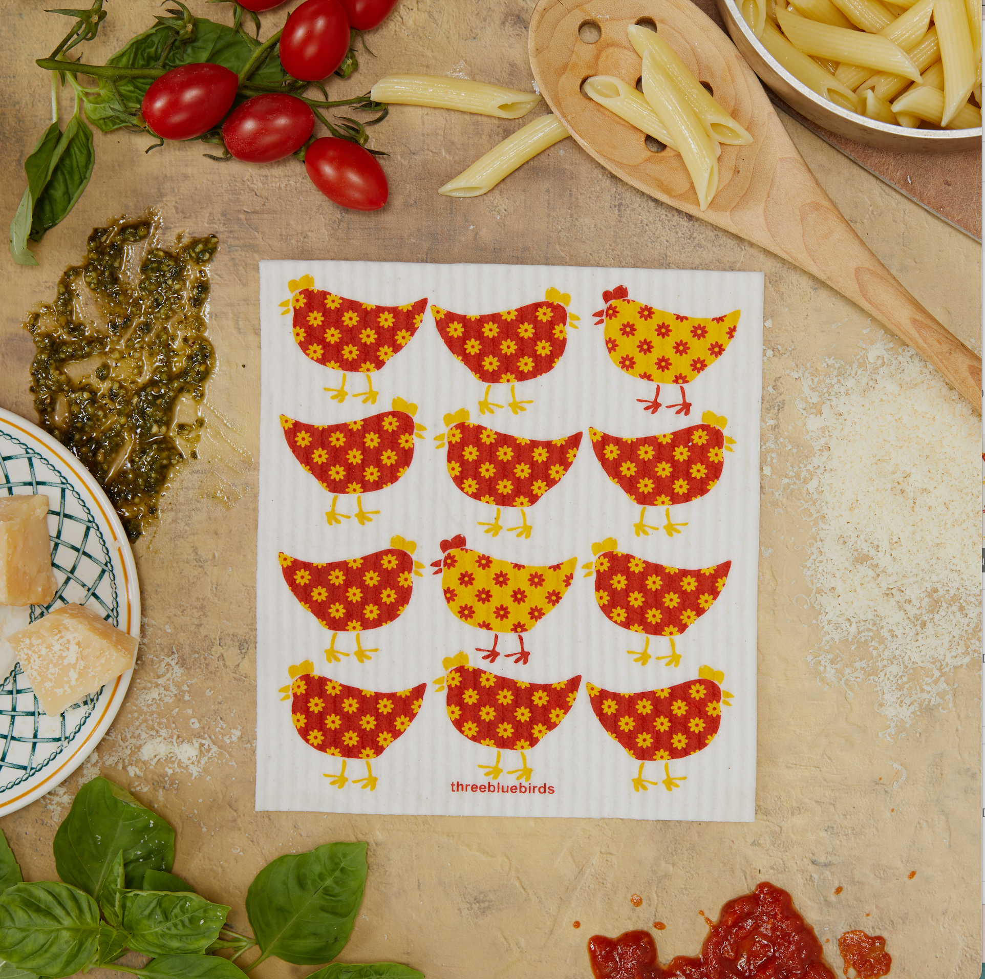 Three Bluebirds Swedish Dishcloths - Vendita all'ingrosso Strofinaccio da cucina - Strofinaccio svedese Little Chickens1