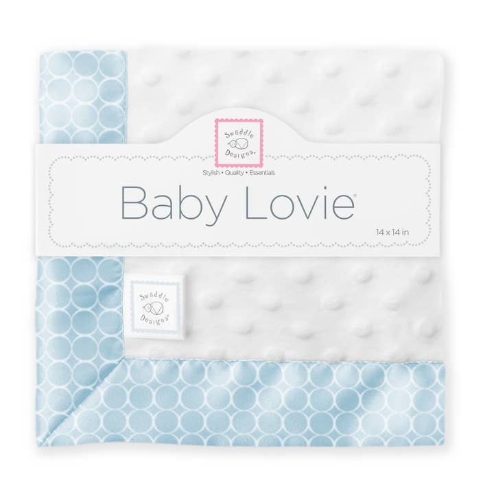 Manta de seguridad Plush Dot Baby Lovie, ribete en azul pastel para venta al por mayor de SwaddleDesigns