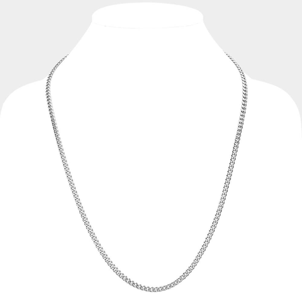 Sensibling Corp. – wholesale Link & chain necklace – 6 Diamond Cut Stainless Steel 24 Inch 4mm Cuban Metal Chain Necklace2