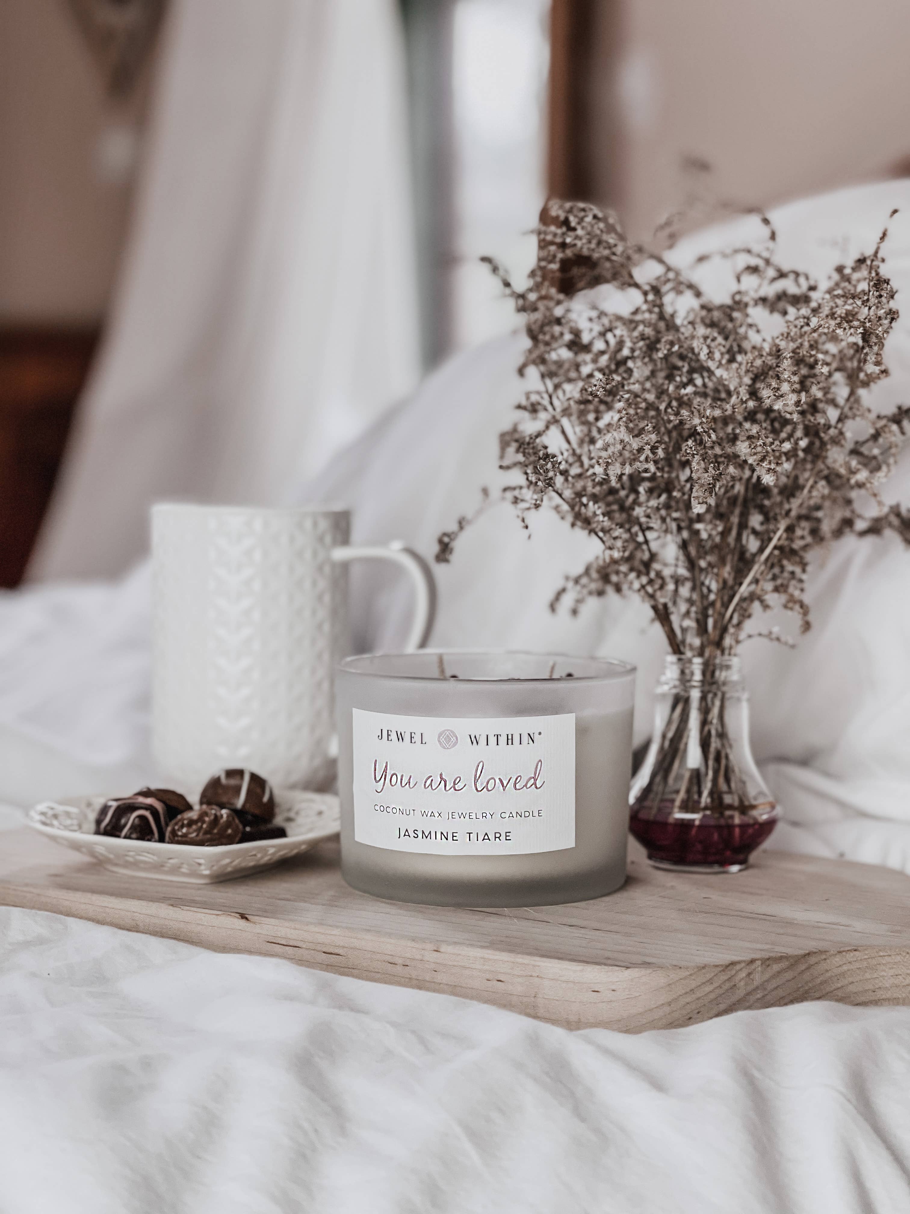 Jewel Within - Wholesale Jar/Filled Candle - You Are Loved Jewelry Candle1