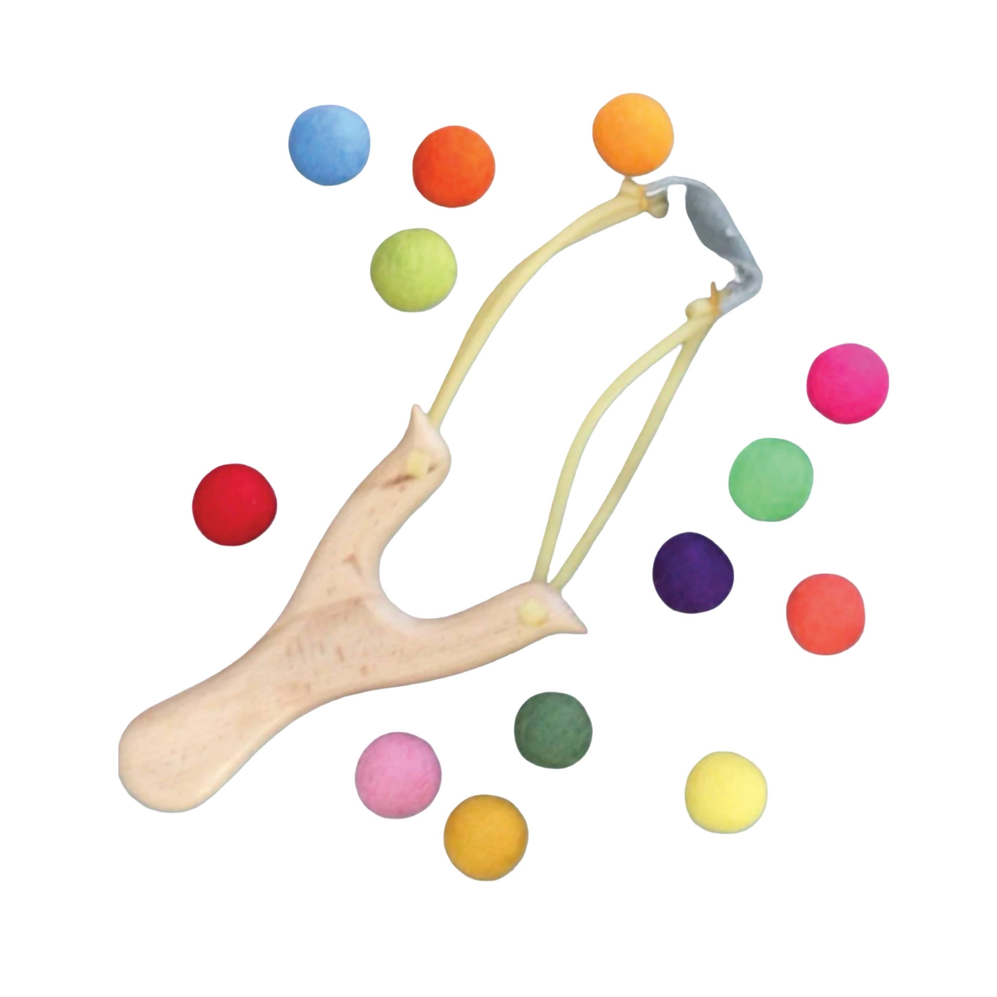 Sheep Farm Felt - Wholesale Slingshot - Kids - Wooden Slingshot with Felt Balls