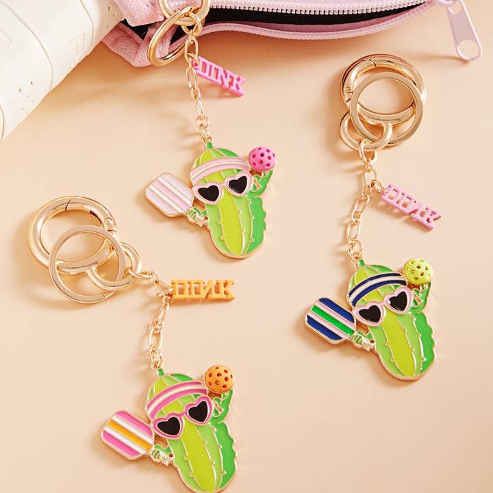 Pickleball Pickle Bag Charm And Keychain Keychain for wholesale by Verita Lane