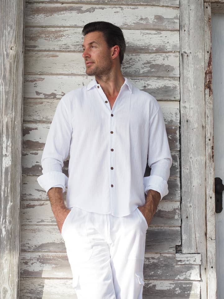 Cotton Natural - Wholesale Button Down Shirt - Men's - Vega Shirt