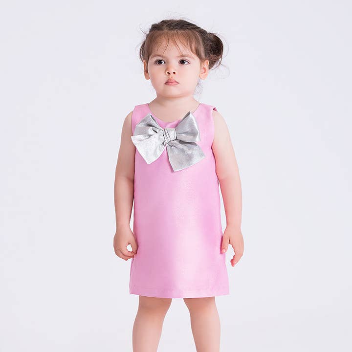 Vestido de bebé Silver Bow para venta al por mayor de Mama Luma