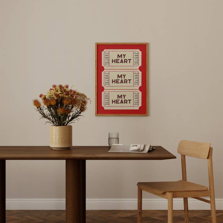 KIKIANDNIM - Wholesale Art Print - Valentine's Day Wall Art Print | Heart Ticket | Home Decor2
