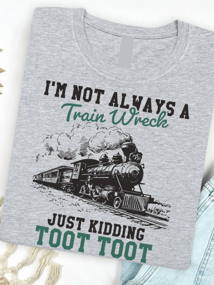202 H Gris T-shirt graphique Train Wreck en vente sur Faire0