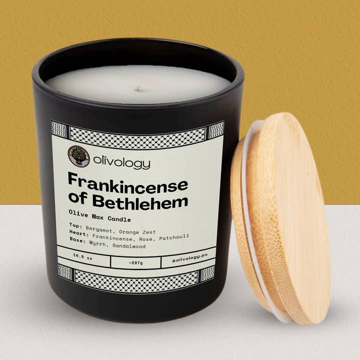 Frankincense of Bethlehem — Handmade Olive Wax Candle for wholesale by Olivology