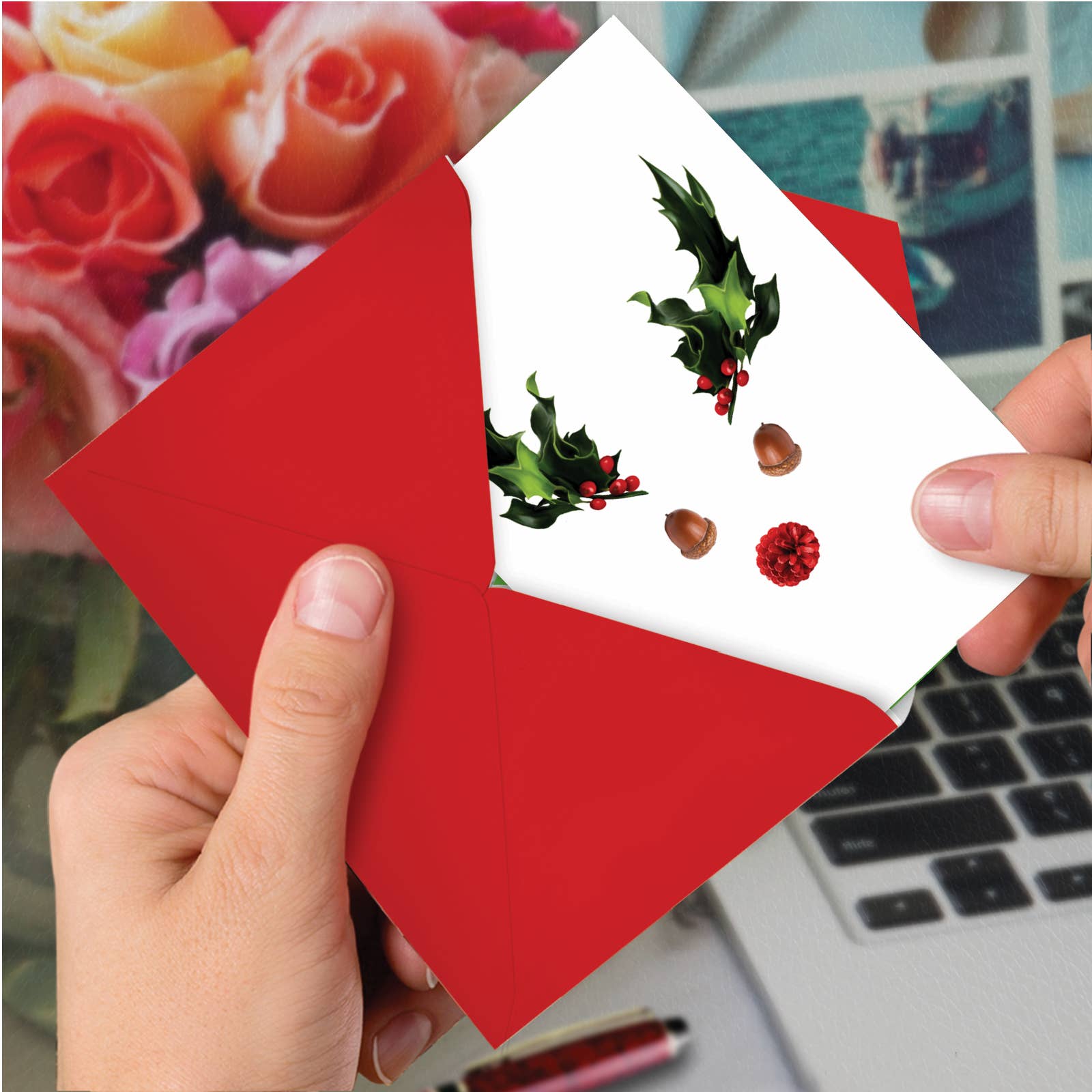 NobleWorks - Venta al por mayor Tarjetas de Navidad - Tarjeta de Navidad - Reno abstracto - Bellota3