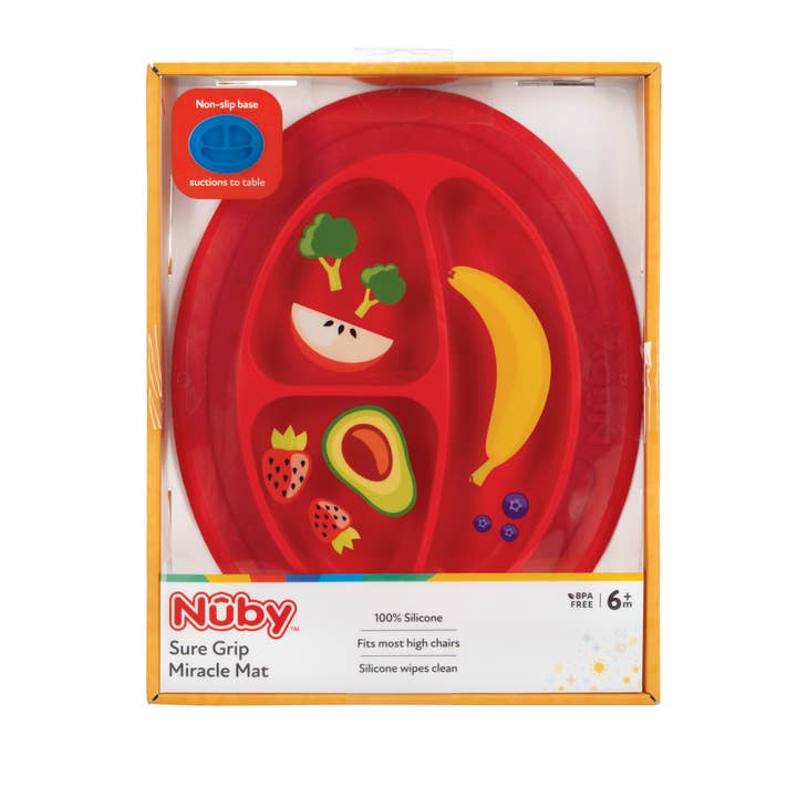 Nuby - Wholesale Dinner Plate - Kids & Baby - Sure Grip Miracle Mat Section Plate in Red