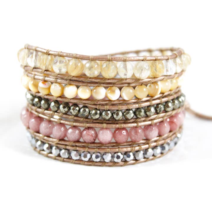 Biscuit - Stone Mix Wrap Bracelet for wholesale by LIZOU