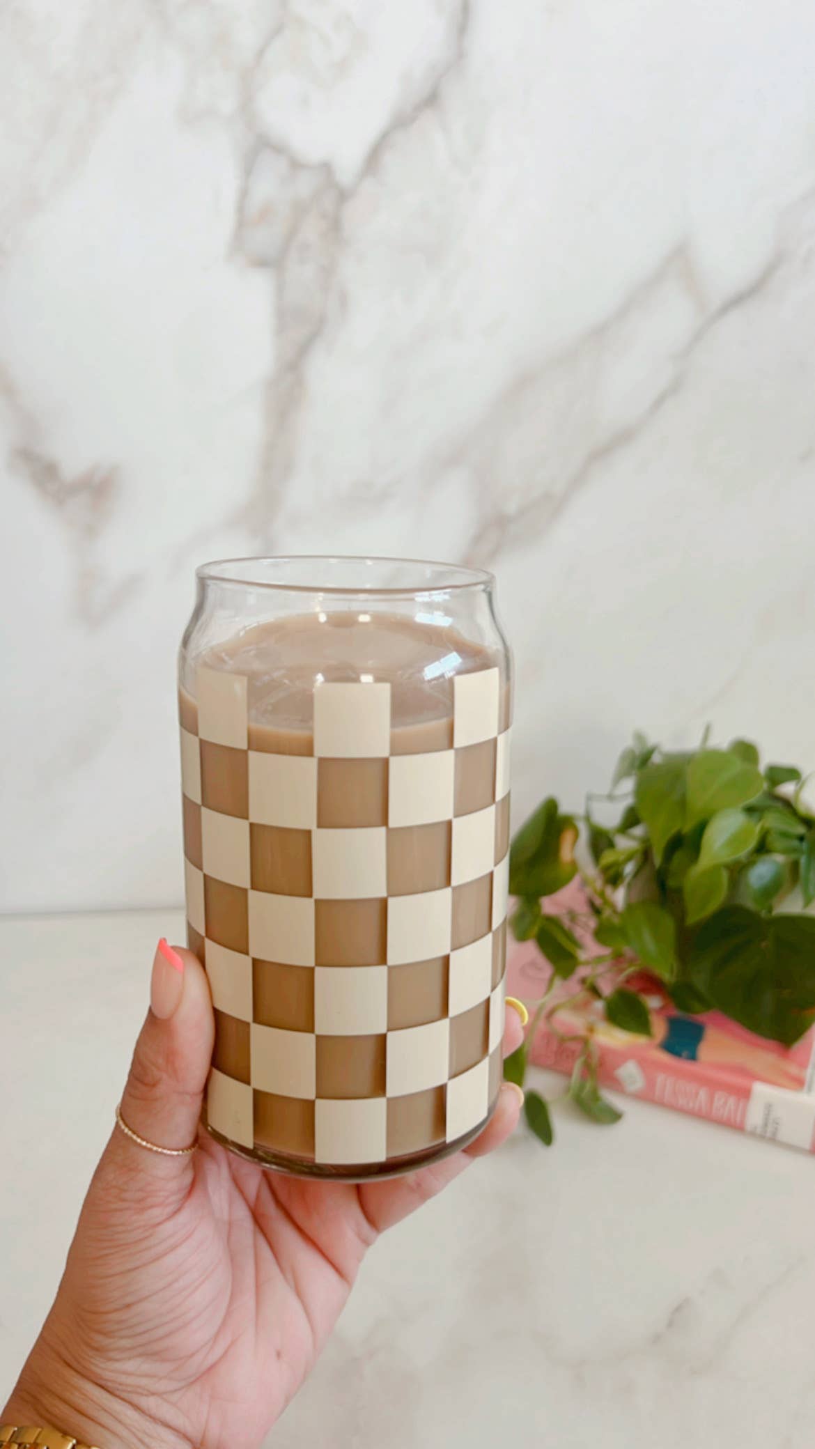 NVDSIGNZ - Wholesale Drinking Glass/Cup - Neutral Checkered Iced Coffee Glass,Libbey Beer Can Glass 4