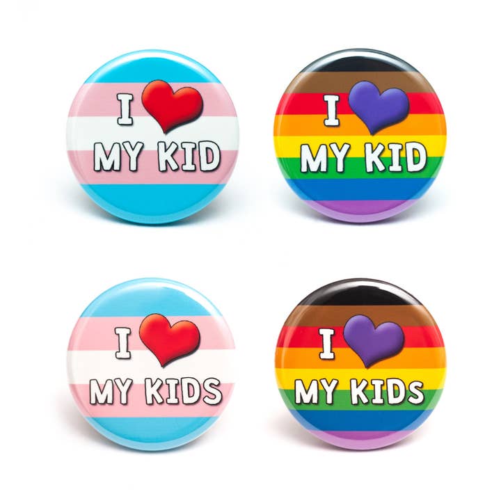 Jeg elsker mit barn (er) LGBTQ+allieret pin/knap for engroshandel hos Crafty Queer Studio