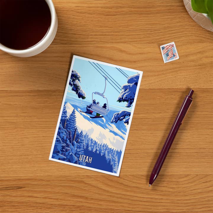 Lantern Press - Vendita all'ingrosso Cartoline - CARTOLINE PREMIUM Utah, Ski Lift Above The Trees