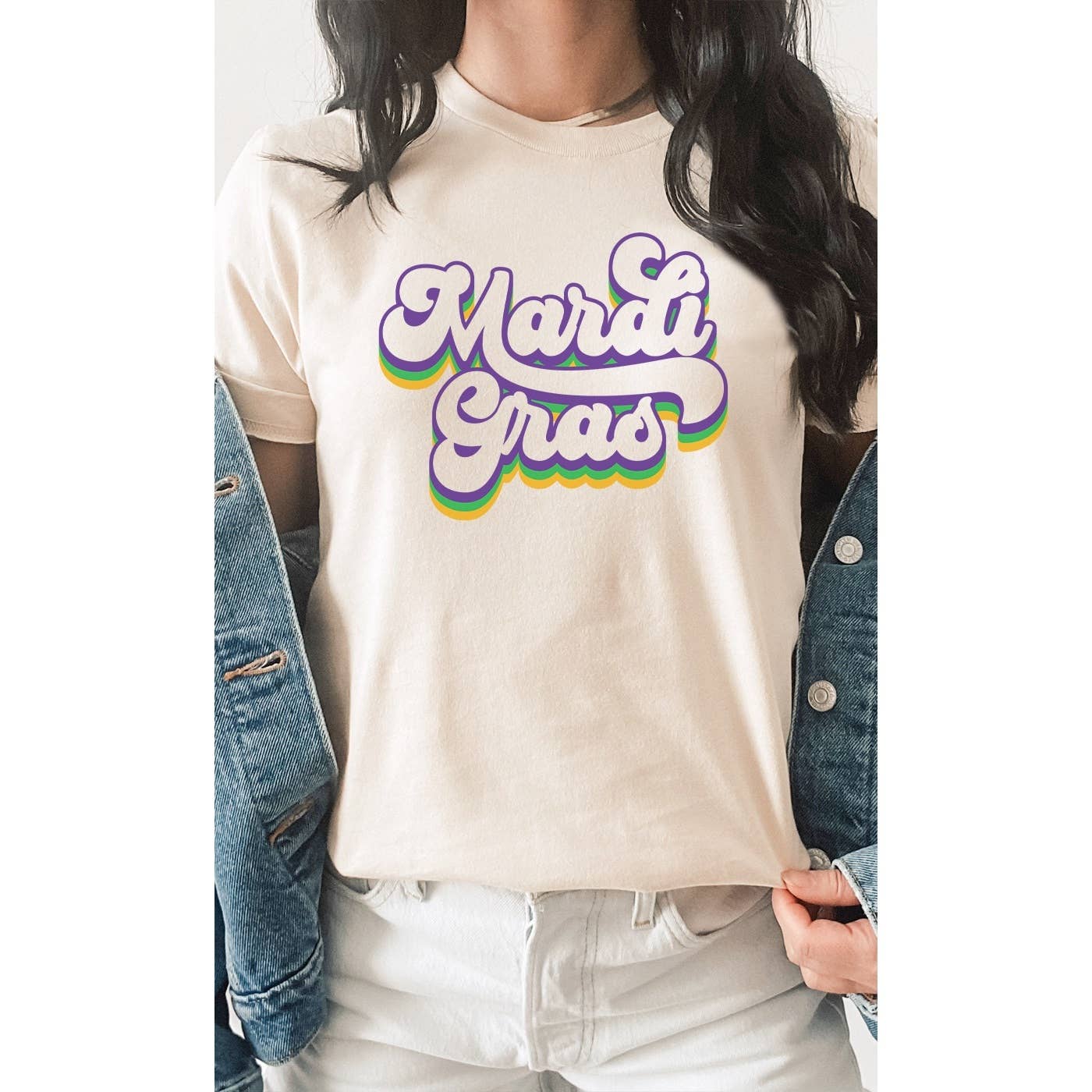Kissed Apparel - Wholesale Screen Printed T-Shirt - Women's - Mardi Gras, Silhouette Letters, Parade, New Orleans Tee2