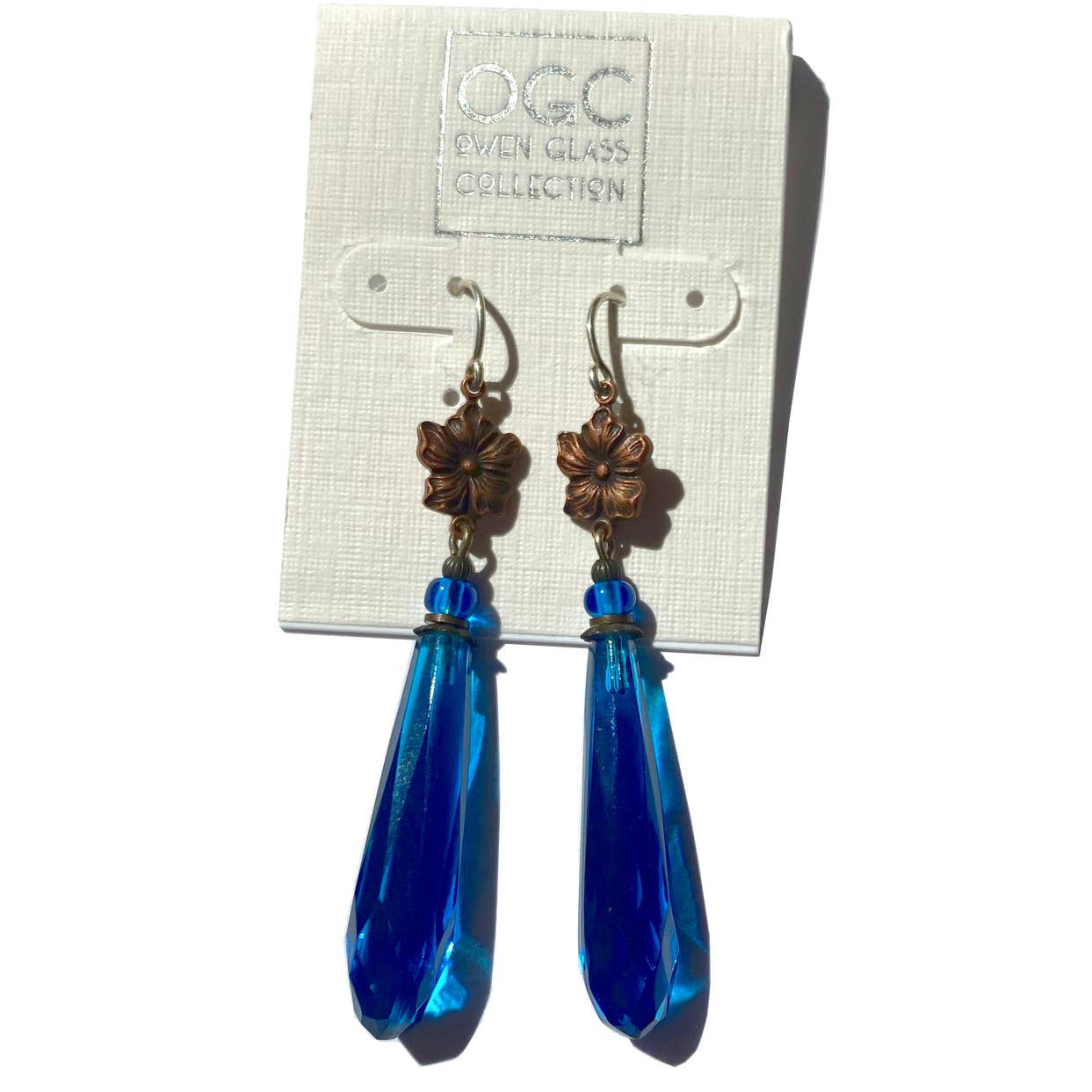 ESTILO 709 - BRINCOS LUSTRE TURQUESA BRILHANTE, BRONZE por atacado de Owen Glass Collection