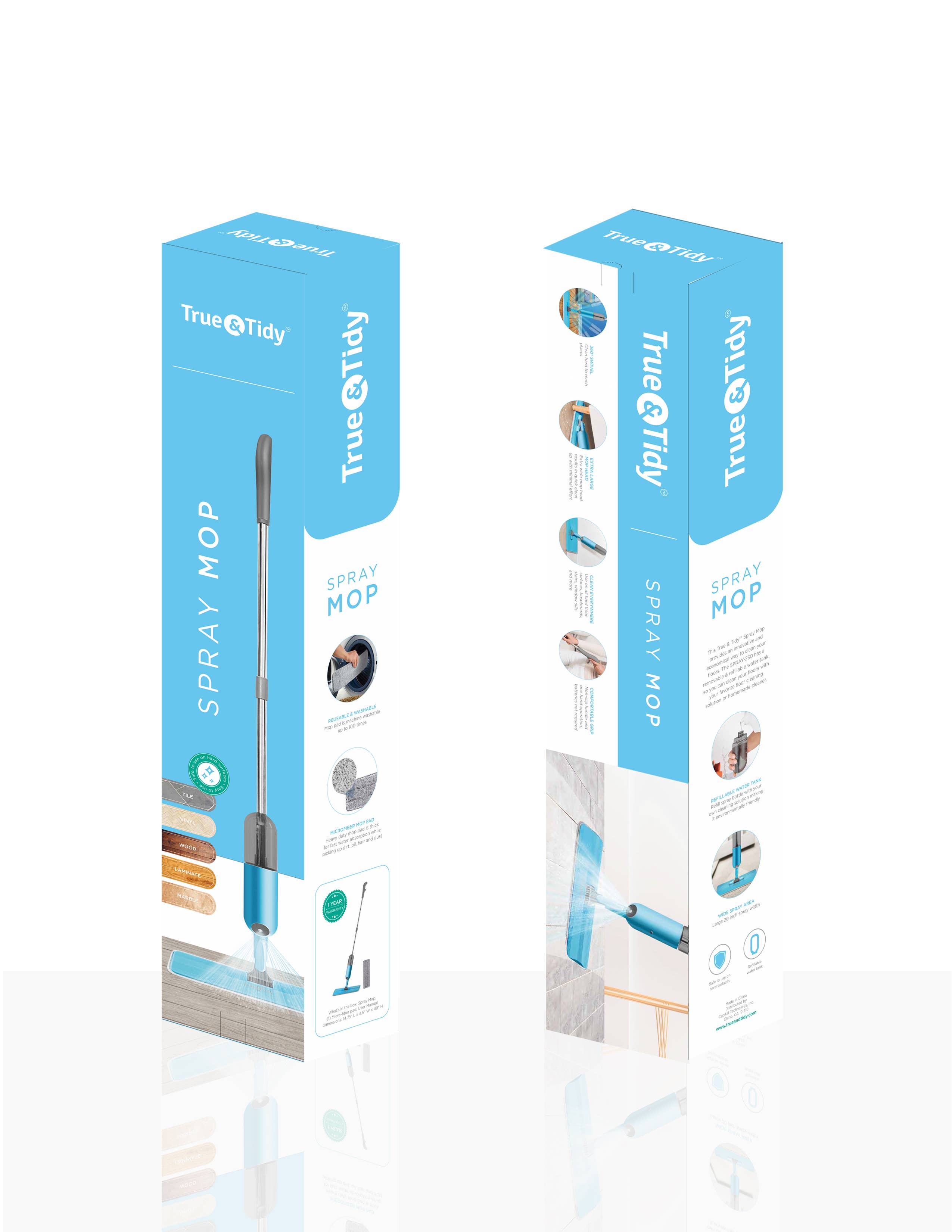 True & Tidy - Vente Serpillères - Ensemble de balai pulvérisateur avec réservoir rechargeable de luxe14