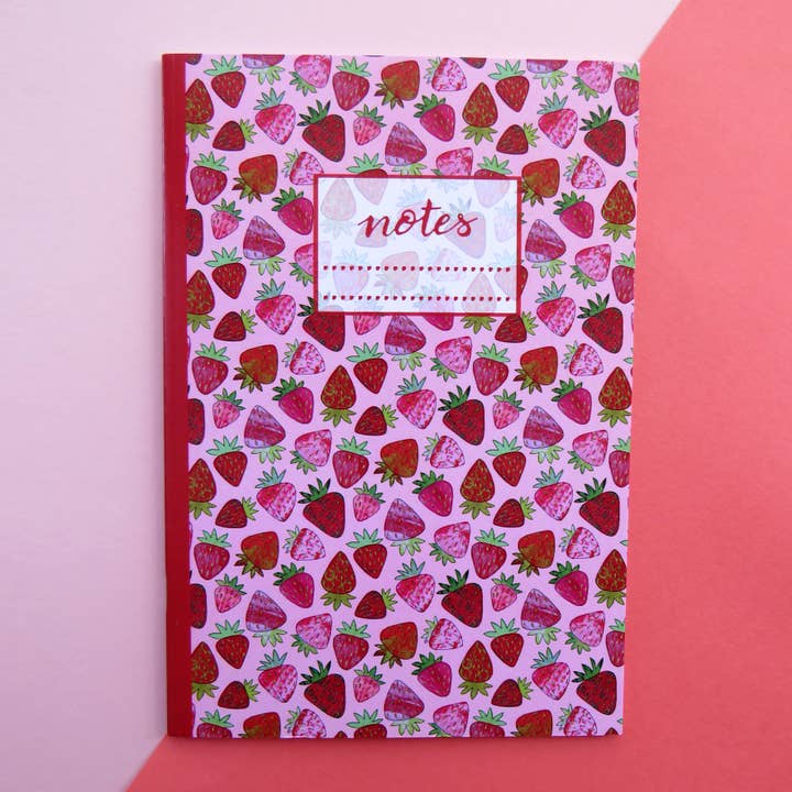 Strawberry A5 Notebook for wholesale by Kathryn Churn Designs