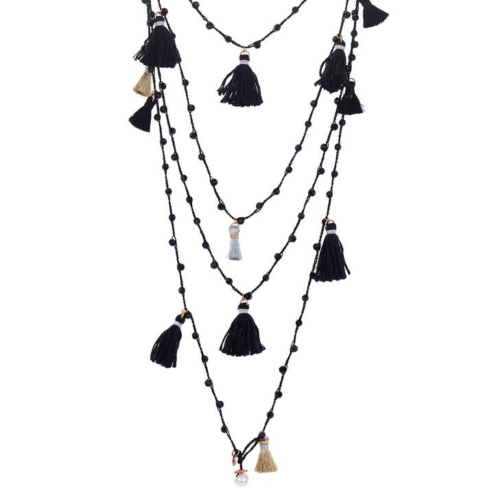 Crochet necklace with tassels for wholesale by NotForAll