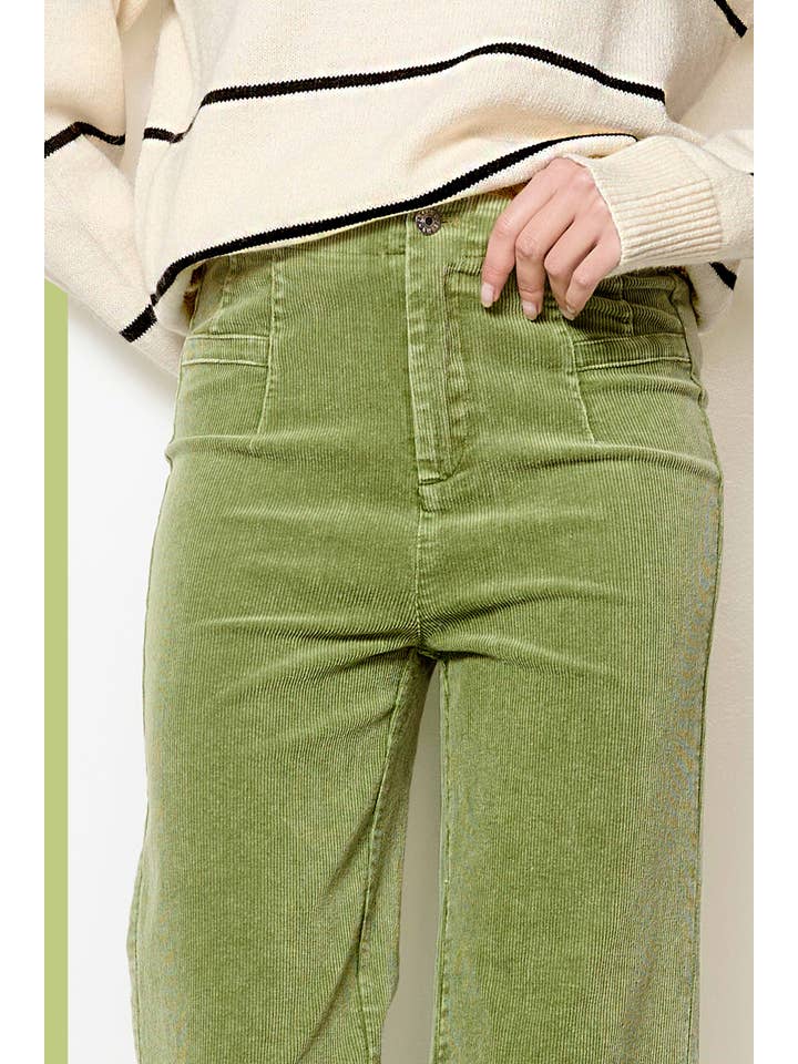 La Miel - Wholesale Pants - Women's - MCP4220-Mineral Washed High Waisted Wide Leg Corduroy Pants22
