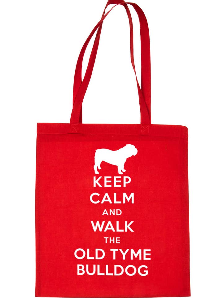 Keep Calm and Walk Old Tyme Bulldog, borsa da shopping per amanti dei cani per la vendita all'ingrosso da parte di Print4U