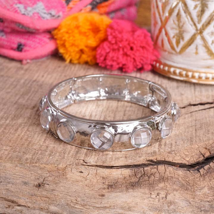 PennyLine inc - Wholesale Bangle Bracelet - Eternity Statement Bangle Gold Silver Tone Pearls Crystals12