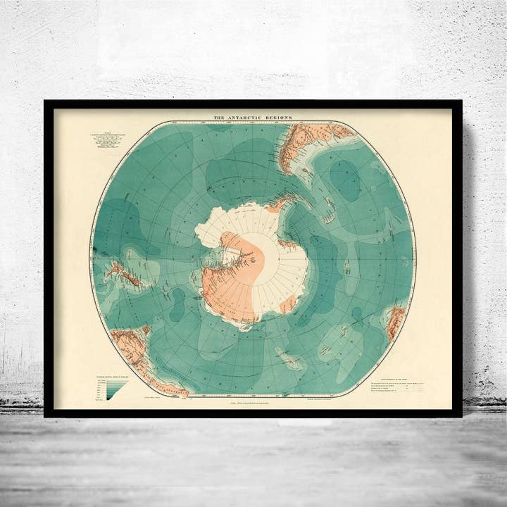 Alte Karte von Antarktika 1923 Vintage Karte von Antarktika | Weltkarte Geschenk Weltkarte Druck | Vintage Weltkarte | Weltkarte Wandkunst für den Großhandel von OldCityPrints - Old Maps and Posters